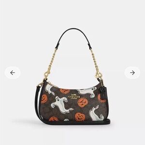 Coach Ghost and Pumpkin Print Shoulder Bag - Brown and Black